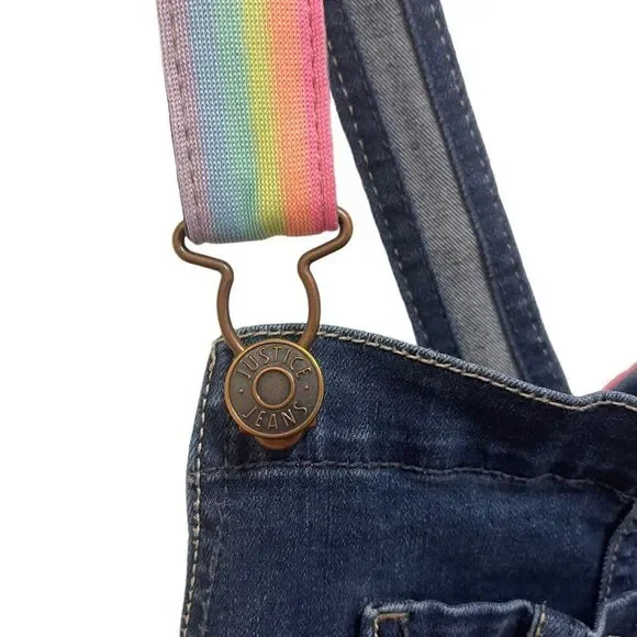 Justice Denim Shortalls with Rainbow Straps - Picture 8 of 10